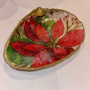 Shell Jewelry with Red Poinsettia Design